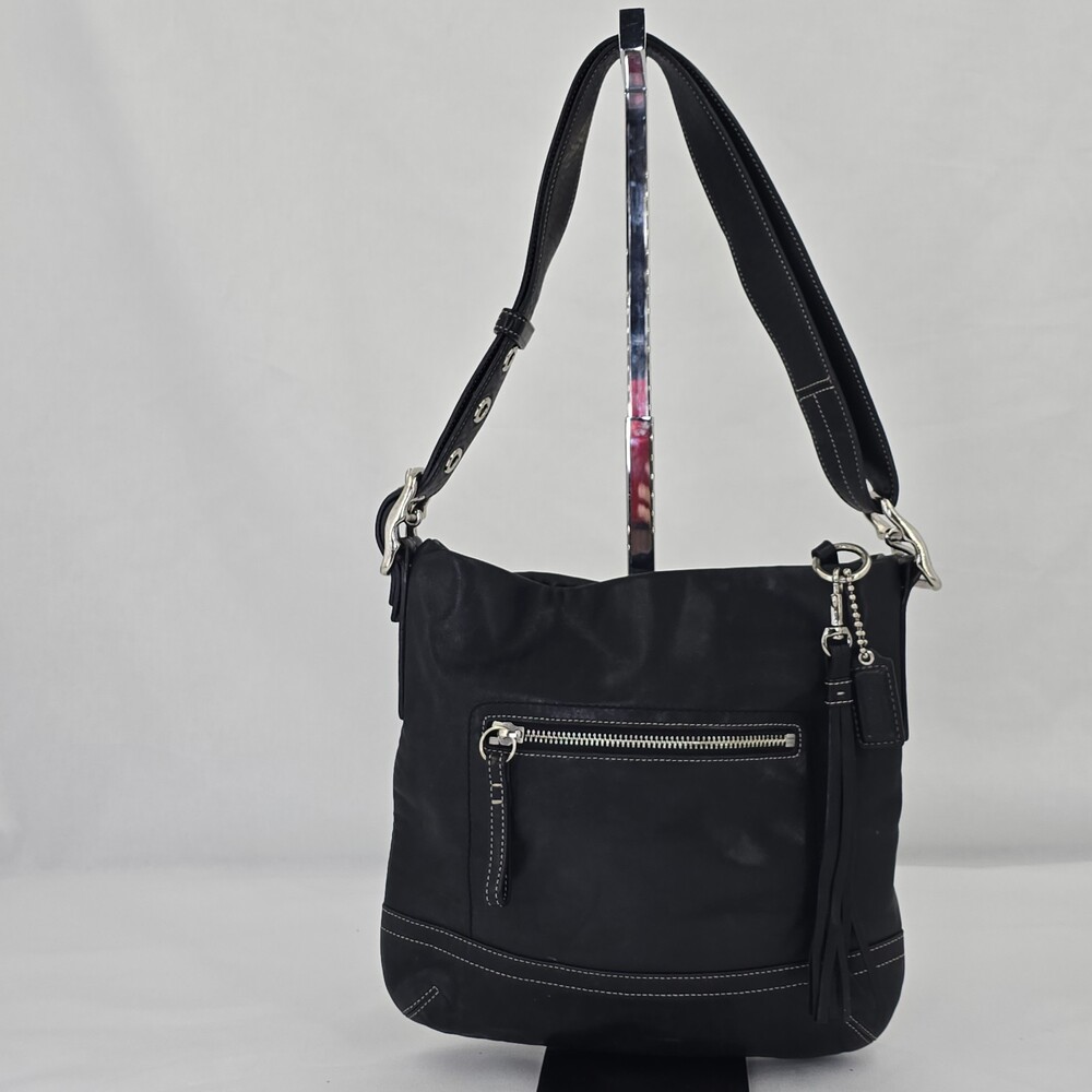 Vintage Y2K Coach 1415 Legacy Slim Tassel Soho Hobo Bag Black Leather 2Way Duffl